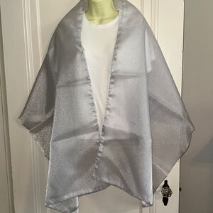 Shimmery semi sheer light silver gray shawl/wrap